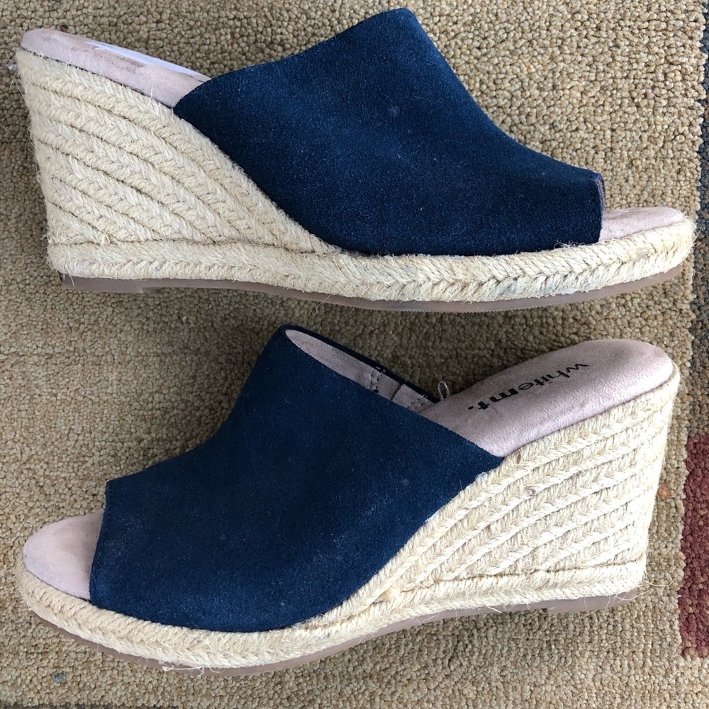 Navy blue strap wedges